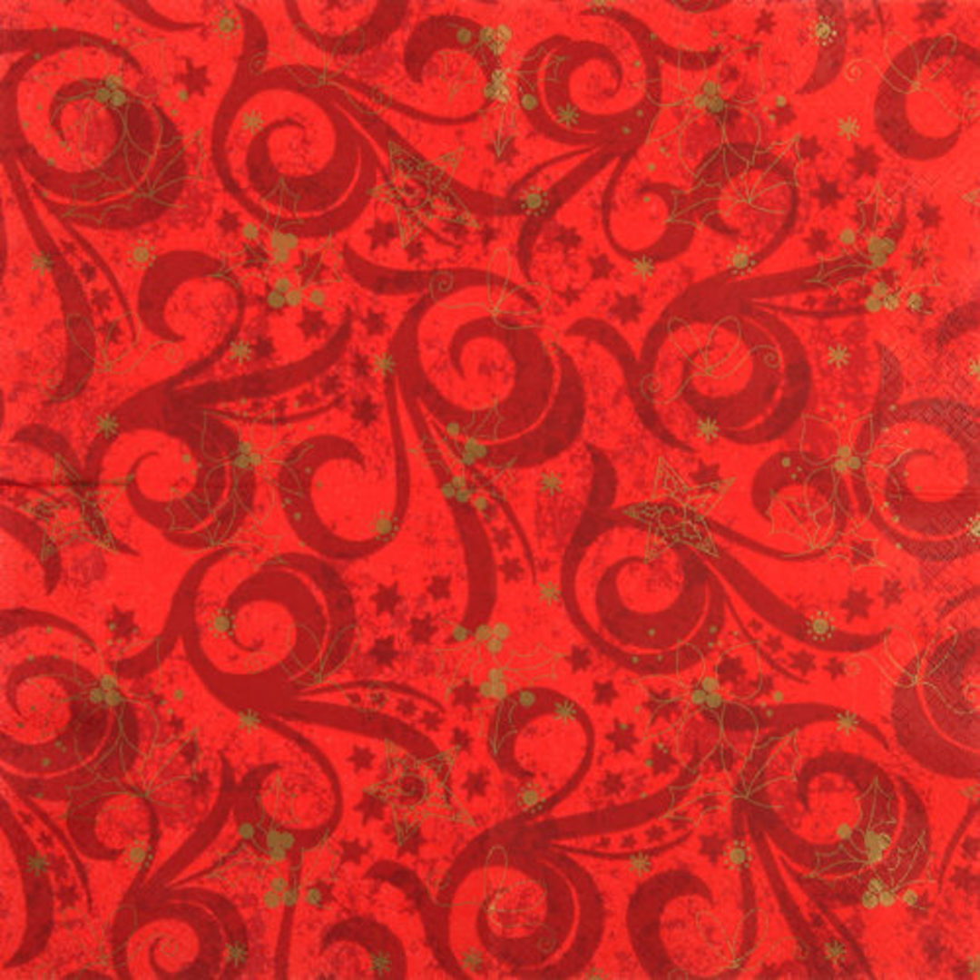 Cocktail Paper Napkins 25cm, Classical Christmas Red image 1